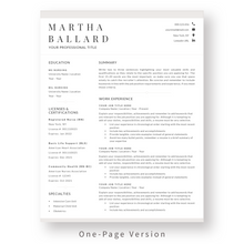 Load image into Gallery viewer, Nurse Resume Template for Word. 1 Page CV Template with Cover Letter and References Templates. Modern resume format. Curriculum Vitae
