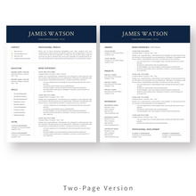 Load image into Gallery viewer, Executive Resume Template for Word. 2 Page CV Template with Cover Letter and References Templates. Modern resume format. Curriculum Vitae
