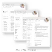 Load image into Gallery viewer, Feminine Resume Template for Word. 3 Page CV Template with Cover Letter and References Templates. Modern resume format. Curriculum Vitae
