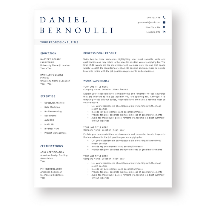 IT Resume Template for Word. CV Template with Cover Letter and References Templates. Modern resume format. Curriculum Vitae