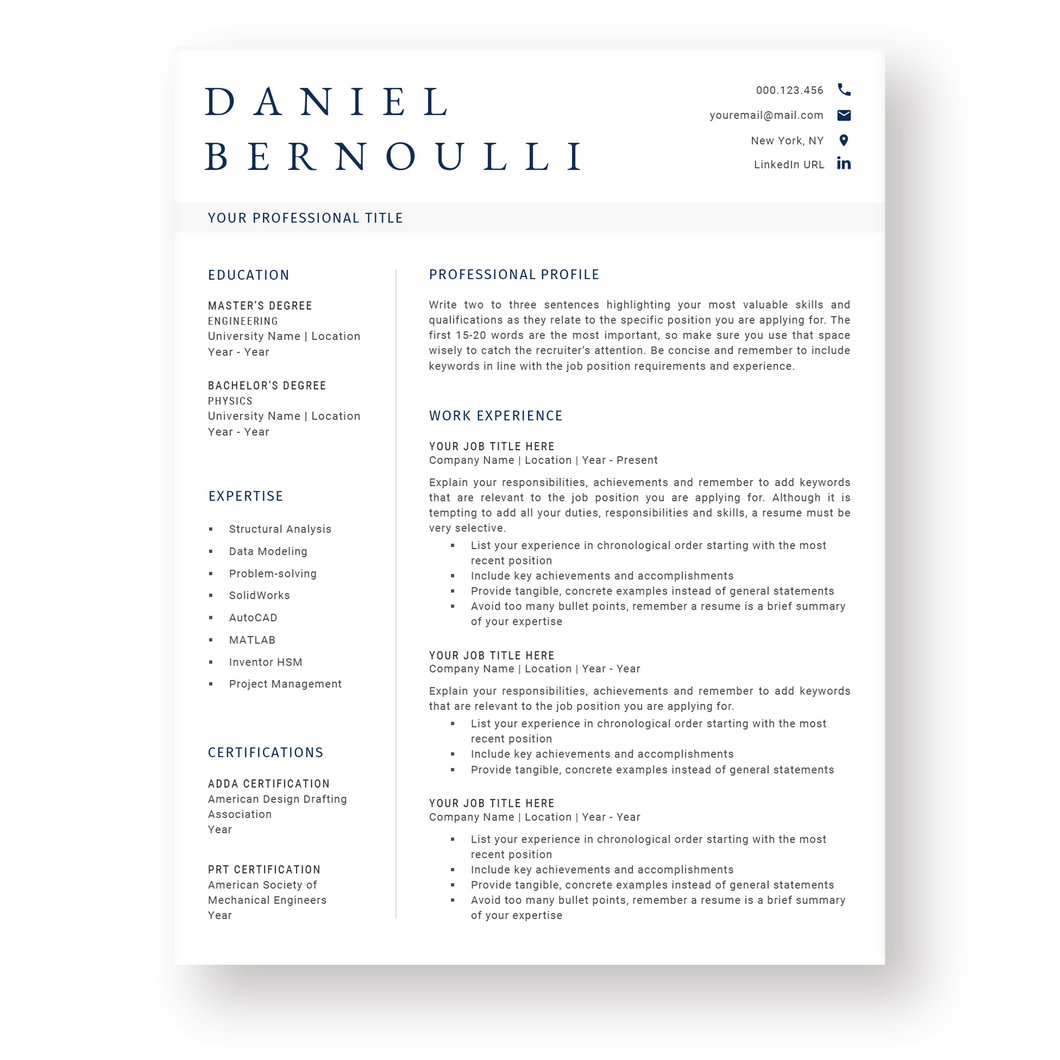 IT Resume Template for Word. CV Template with Cover Letter and References Templates. Modern resume format. Curriculum Vitae
