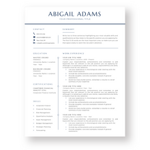 Load image into Gallery viewer, Finance Resume Template for Word - The Abigail
