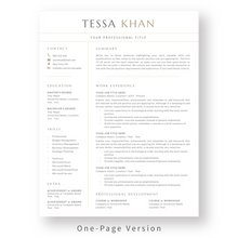 Load image into Gallery viewer, Minimalist Resume Template for Word. 1 Page CV Template with Cover Letter and References Templates. Modern resume format. Curriculum Vitae
