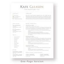 Load image into Gallery viewer, Engineer Resume Template for Word. 1 Page CV Template with Cover Letter and References Templates. Modern resume format. Curriculum Vitae
