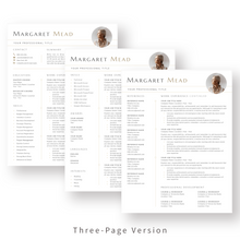 Load image into Gallery viewer, Executive Resume Template for Word wit Photo. 3 Page CV Template with Cover Letter and References Templates. Modern resume format. Curriculum Vitae
