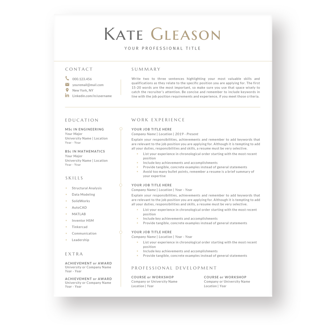 Engineer Resume Template for Word. CV Template with Cover Letter and References Templates. Modern resume format. Curriculum Vitae