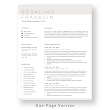 Load image into Gallery viewer, Feminine Resume Template for Word. 1 Page CV Template with Cover Letter and References Templates. Modern resume format. Curriculum Vitae
