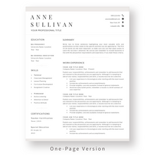 Load image into Gallery viewer, Teacher Resume Template for Word. 1 Page CV Template with Cover Letter and References Templates. Modern resume format. Curriculum Vitae
