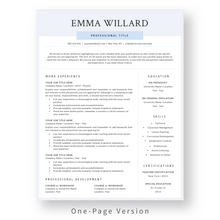 Load image into Gallery viewer, Creative Resume Template for Microsoft Word with blue accents. 1 Page CV Template with Cover Letter and References Templates. Modern resume format. Curriculum Vitae
