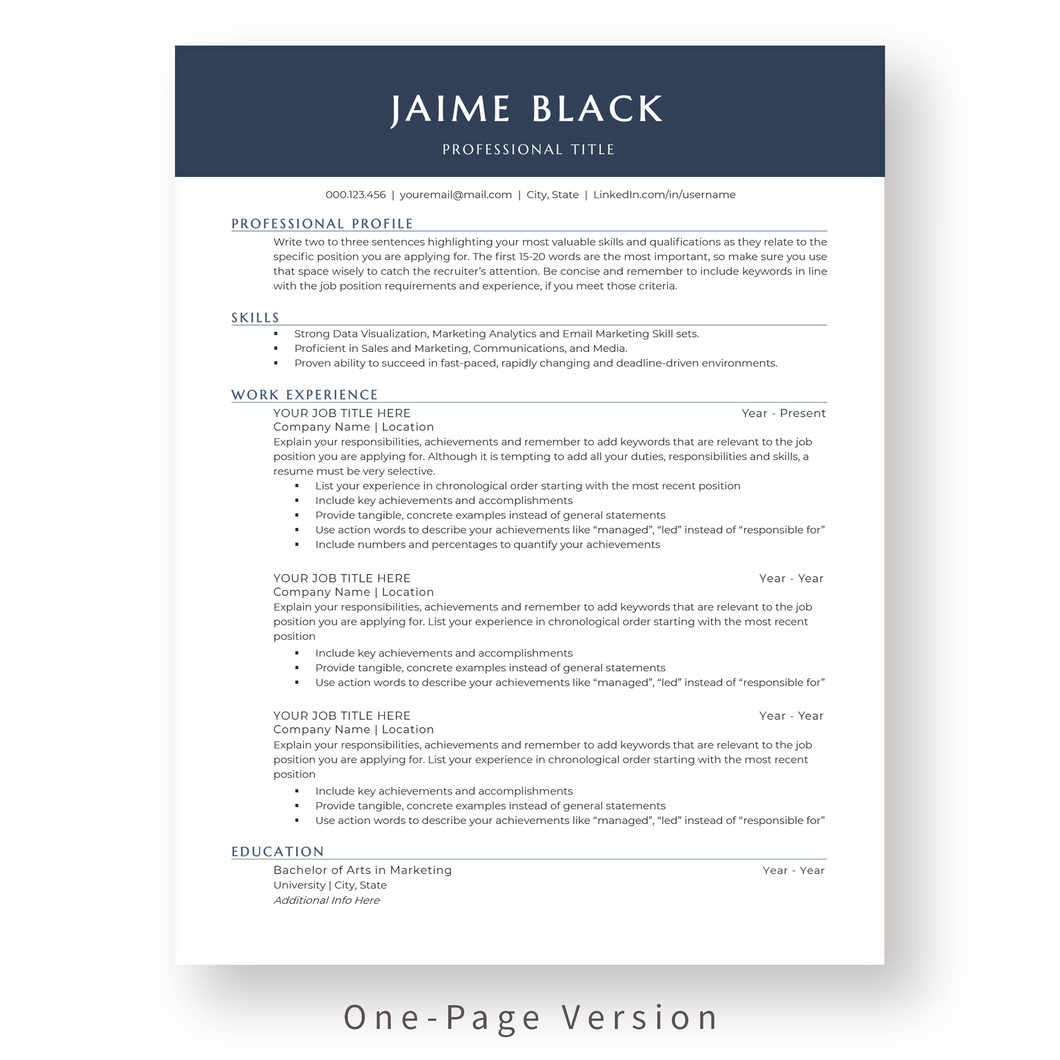 ATS Resume Template for Word - The Jaime