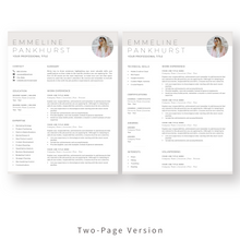 Load image into Gallery viewer, Feminine Resume Template for Word. 2 Page CV Template with Cover Letter and References Templates. Modern resume format. Curriculum Vitae
