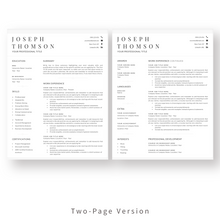 Load image into Gallery viewer, Minimalist Resume Template for Word. 2 Page CV Template with Cover Letter and References Templates. Modern resume format. Curriculum Vitae
