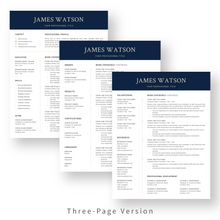 Load image into Gallery viewer, Executive Resume Template for Word. 3 Page CV Template with Cover Letter and References Templates. Modern resume format. Curriculum Vitae
