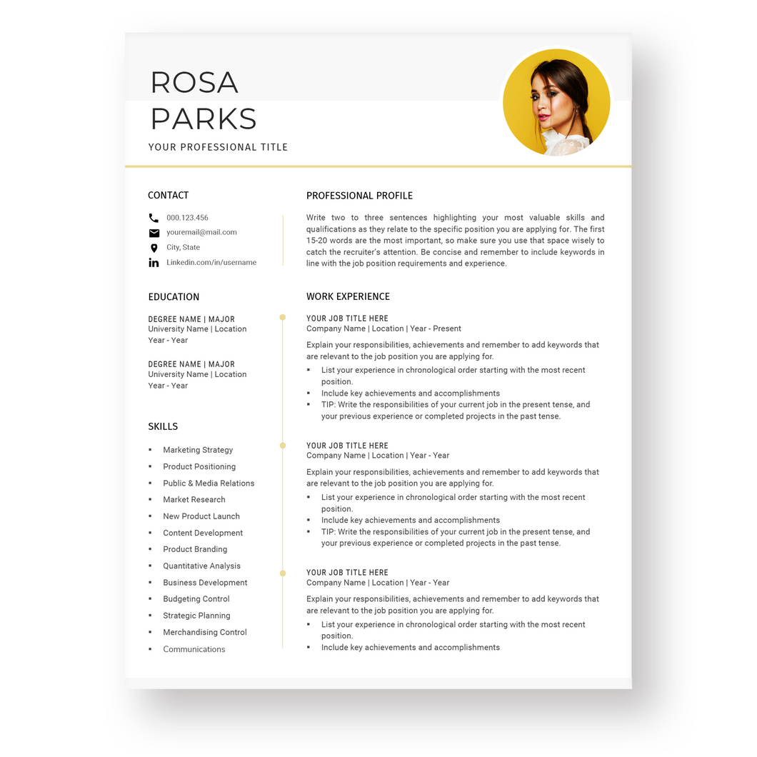 Modern Resume Template for Word. CV Template with Cover Letter and References Templates. Professional resume format. Curriculum Vitae
