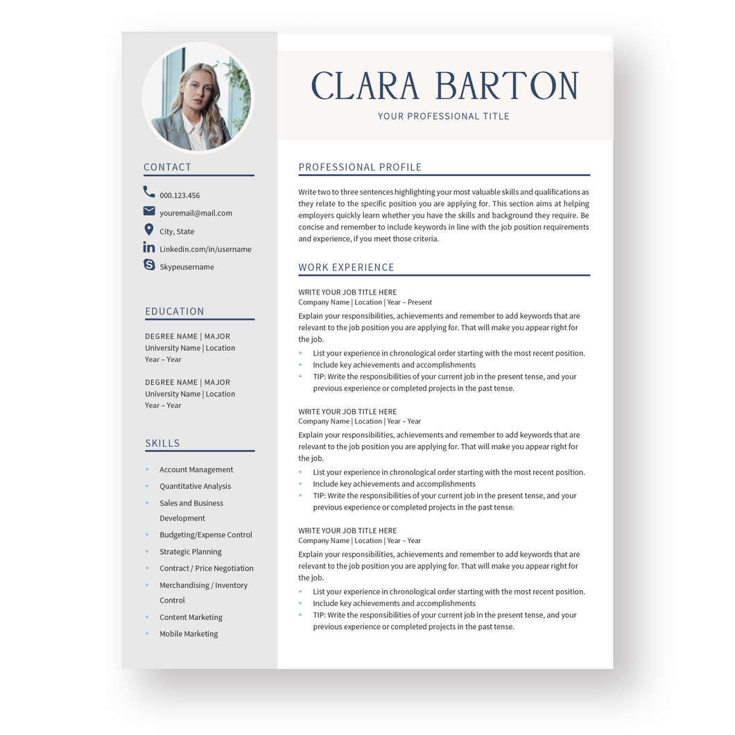Professional Resume Template for Word. CV Template with Cover Letter and References Templates. Modern resume format. Curriculum Vitae