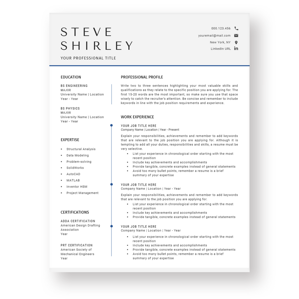 Engineering and IT Resume Template for Word. CV Template with Cover Letter and References Templates. Modern resume format. Curriculum Vitae