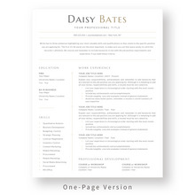 Load image into Gallery viewer, Modern Executive Resume Template for Word. 1 Page CV Template with Cover Letter and References Templates. Professional resume format. Curriculum Vitae
