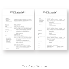 Load image into Gallery viewer, Modern Executive Resume Template for Word. 2 Page CV Template with Cover Letter and References Templates. Professional resume format. Curriculum Vitae
