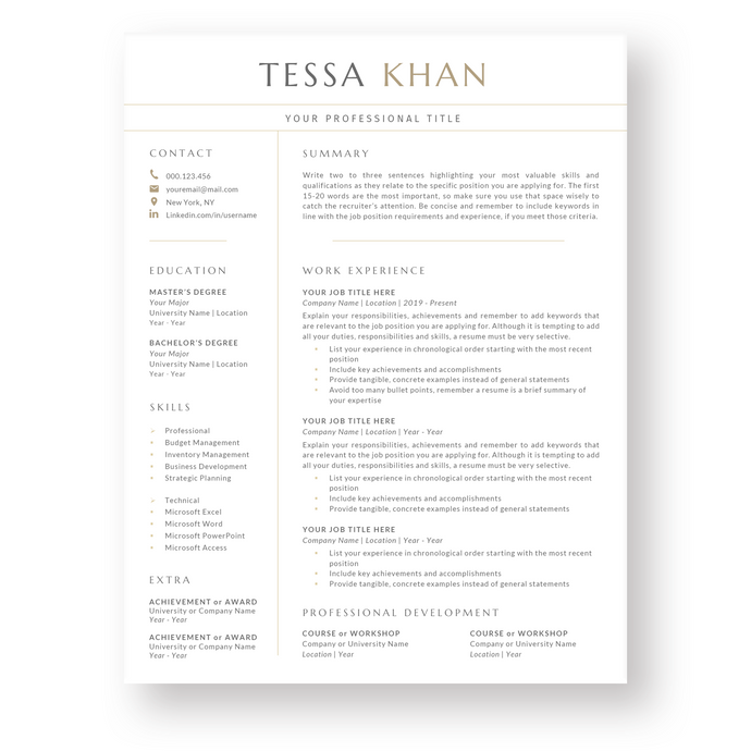 Minimalist Resume Template for Word. CV Template with Cover Letter and References Templates. Modern resume format. Curriculum Vitae