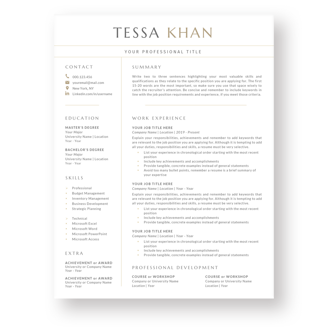 Minimalist Resume Template for Word. CV Template with Cover Letter and References Templates. Modern resume format. Curriculum Vitae