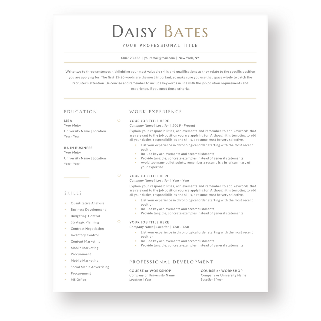 Modern Executive Resume Template for Word. CV Template with Cover Letter and References Templates. Professional resume format. Curriculum Vitae