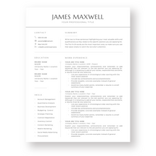 Load image into Gallery viewer, Modern Executive Resume Template for Word. CV Template with Cover Letter and References Templates. Professional resume format. Curriculum Vitae
