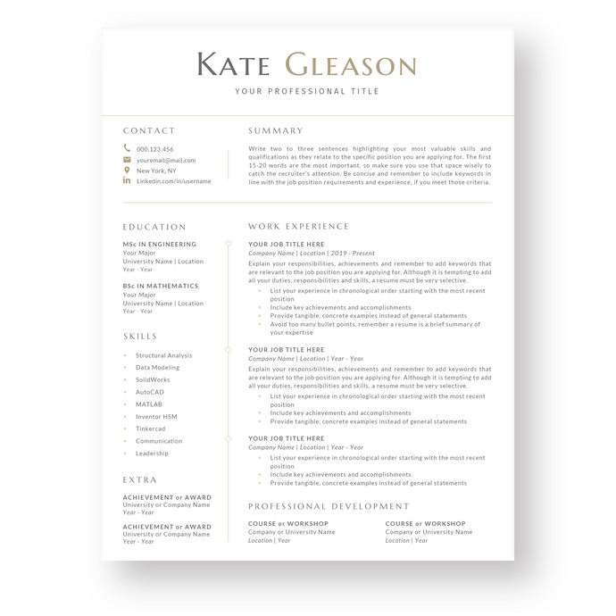 Engineer Resume Template for Word. CV Template with Cover Letter and References Templates. Modern resume format. Curriculum Vitae