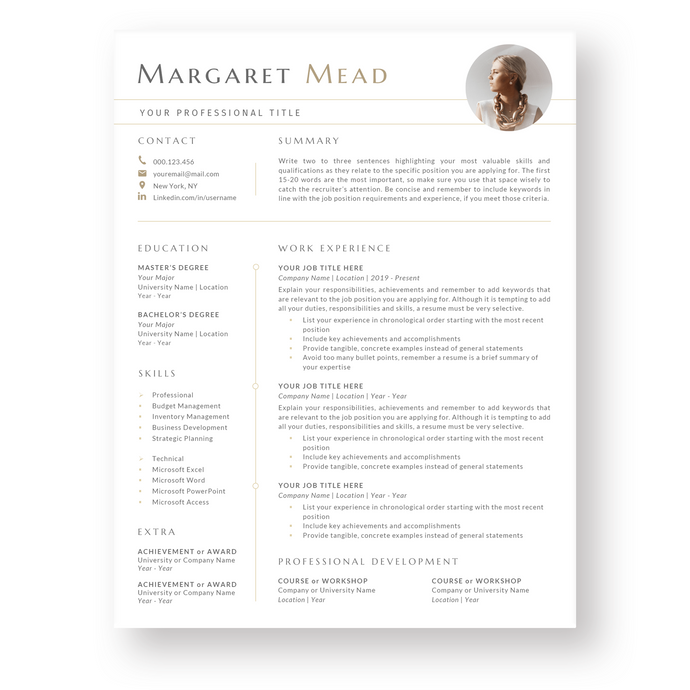 Executive Resume Template for Word wit Photo. CV Template with Cover Letter and References Templates. Modern resume format. Curriculum Vitae