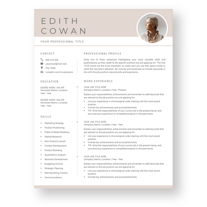 Professional Resume Template for Word. CV Template with Cover Letter and References Templates. Modern resume format. Curriculum Vitae