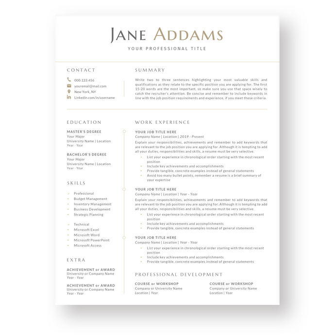 Executive Resume Template for Word. CV Template with Cover Letter and References Templates. Modern resume format. Curriculum Vitae